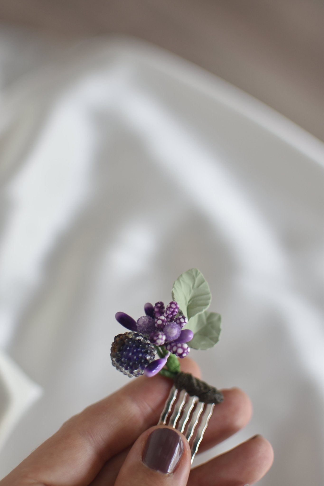 Tocado mini horquilla Jardín lavanda y azul - zapatos_novia