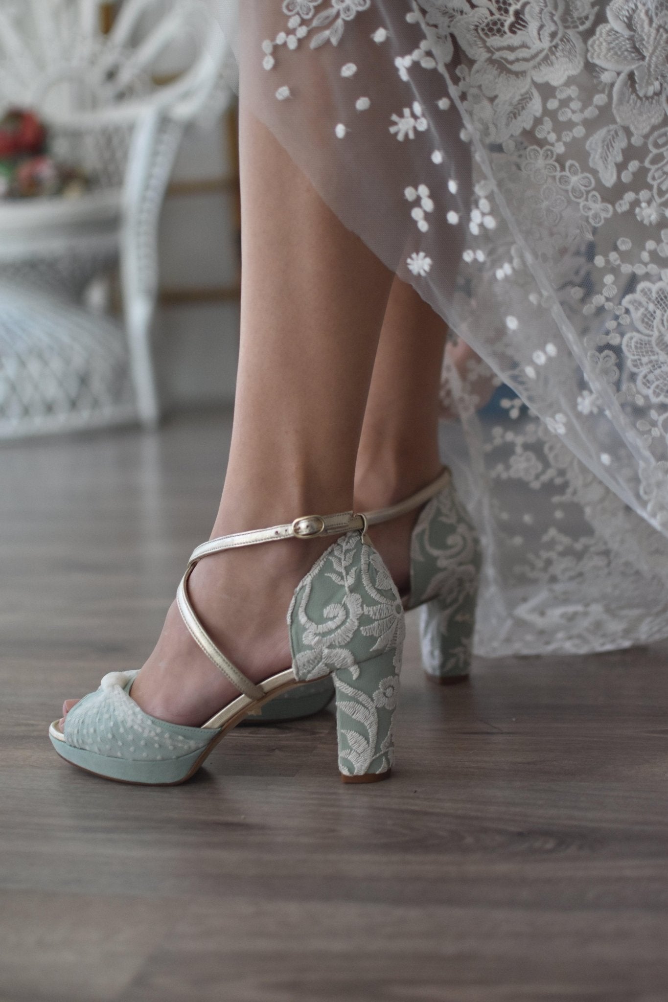 VIKA natural plumeti Mary midi - zapatos_novia