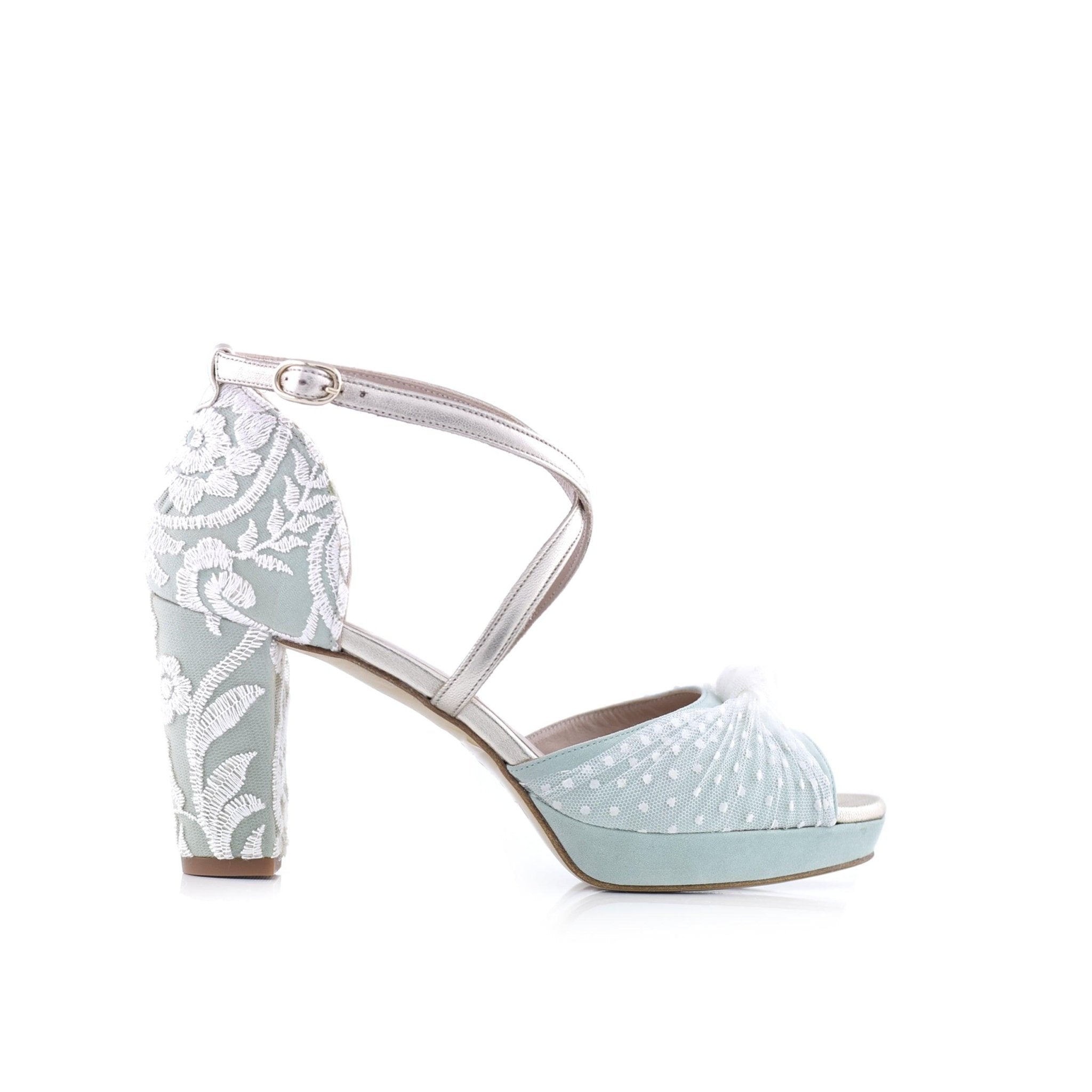 Vika Blanco Natural Plumeti Mary Alto — Zapatos de novia Lomas Shoes