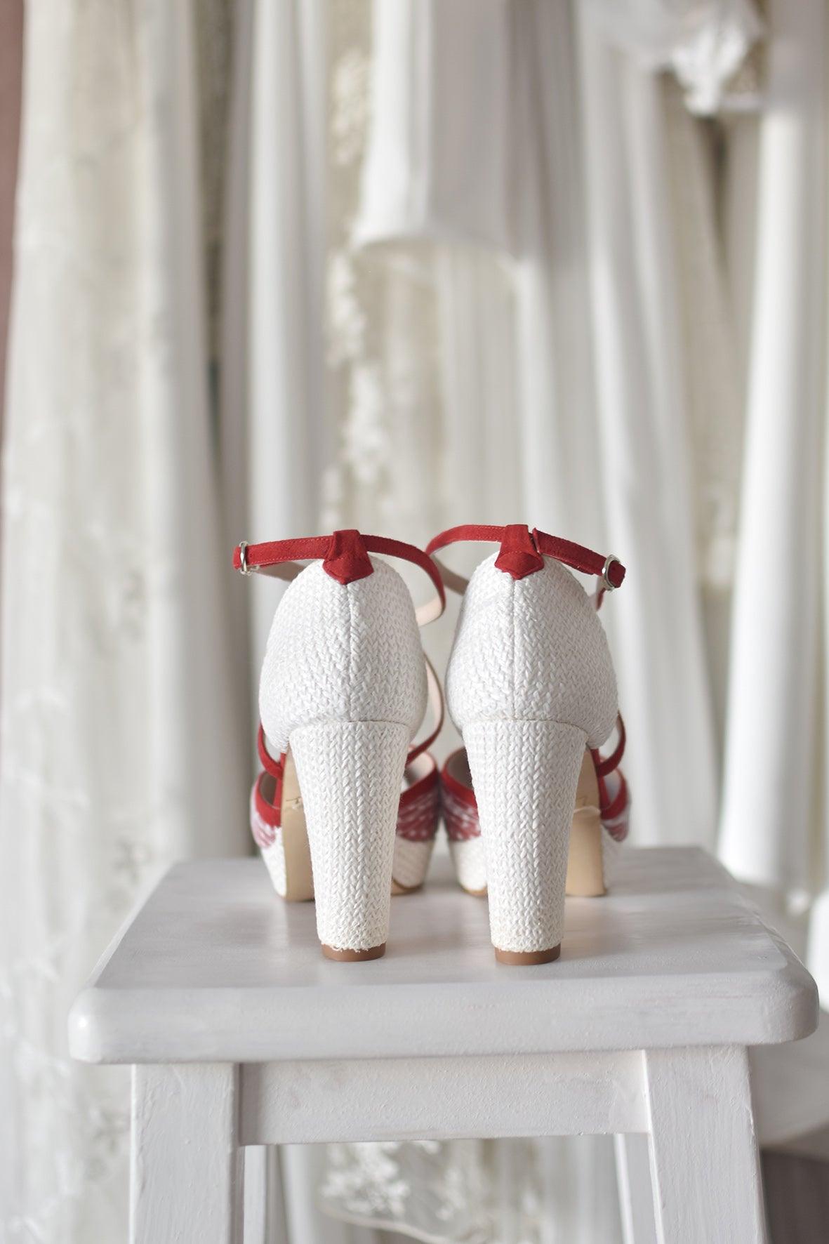 VIKA Red plumeti 10cm - zapatos_novia