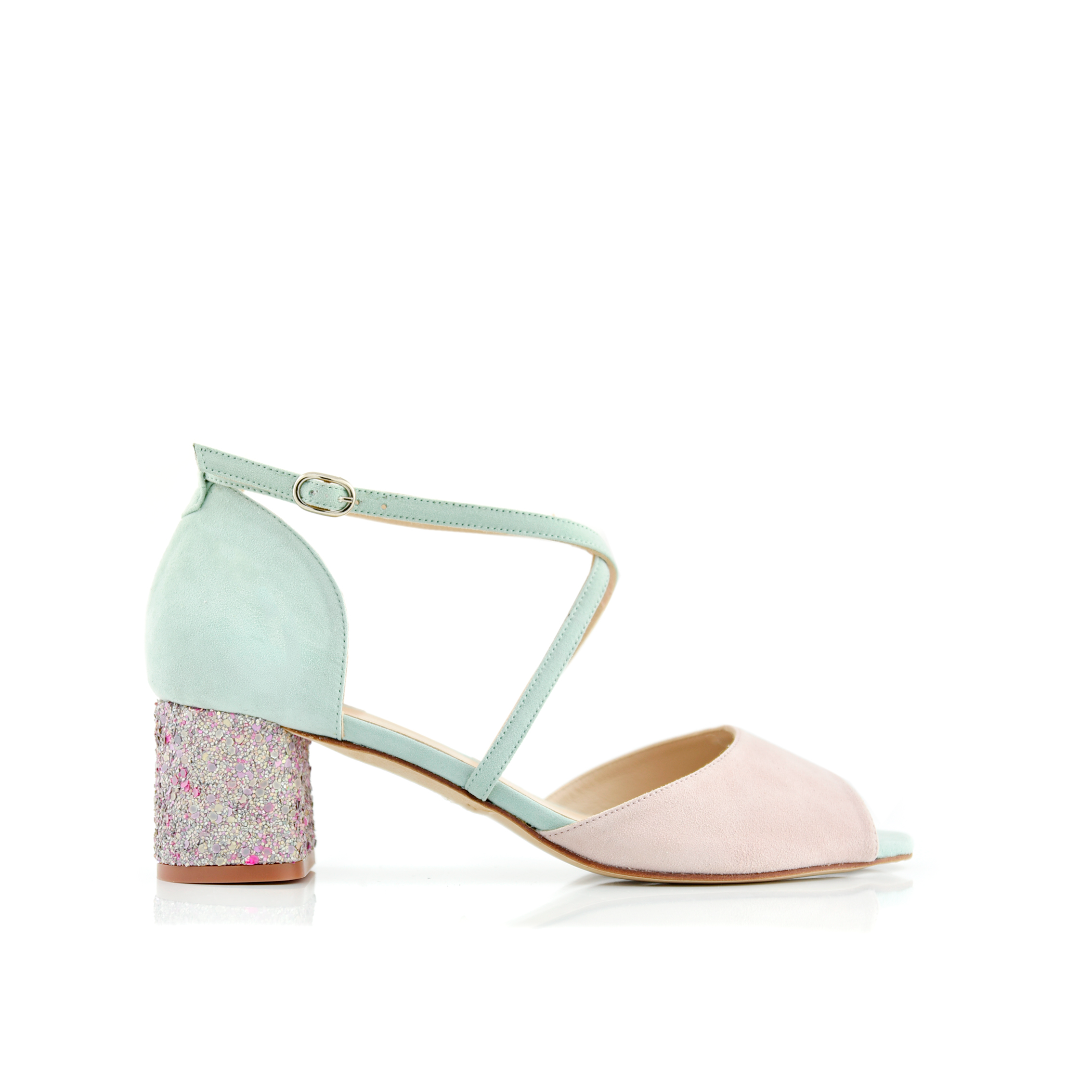 ROSALÍA abierto pink y mint glitter mini