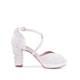 Luna velvet white light silver Ceres heel 8.5cm