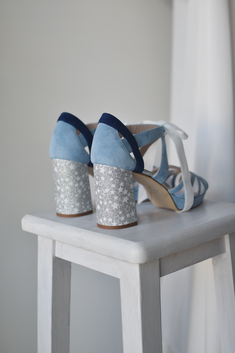 CIARA azul celeste jean plata estrellas glitter 85