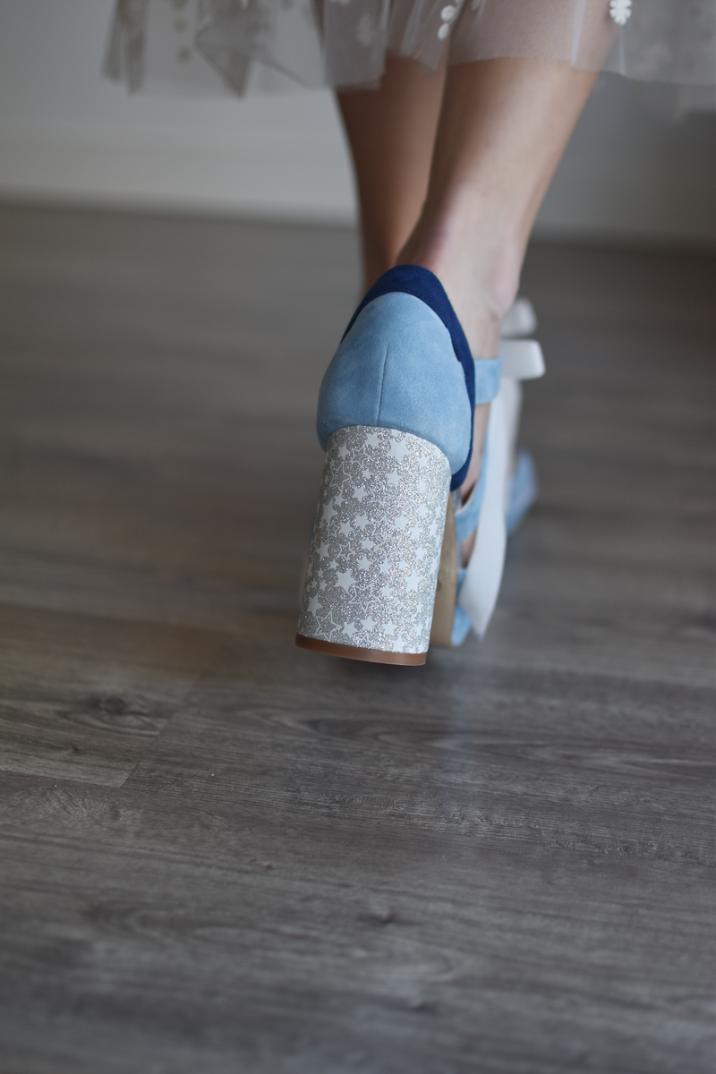 CIARA azul celeste jean plata estrellas glitter 85