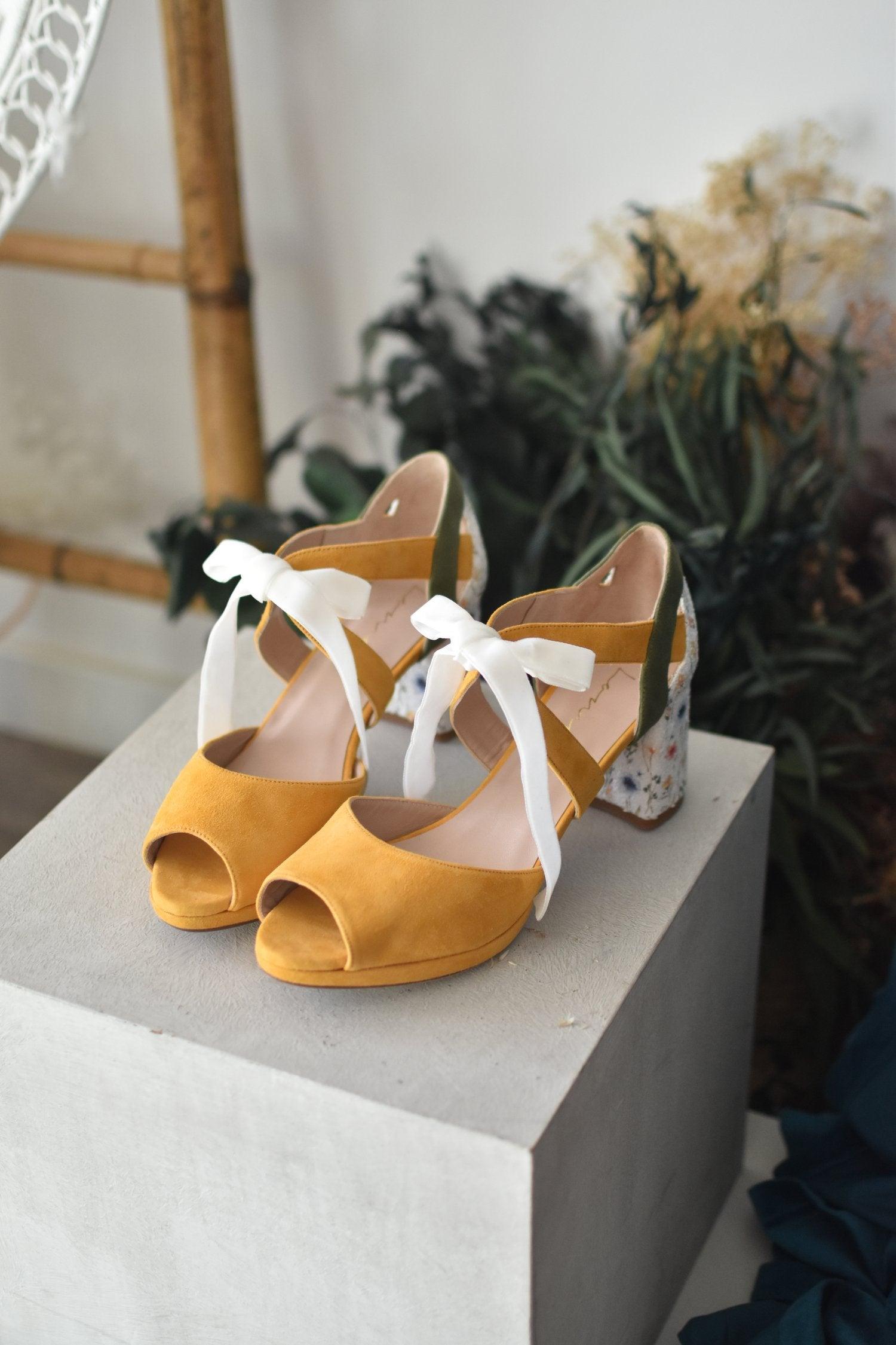 HERA abierto mango mostaza & kaki glitter Tivoli petit