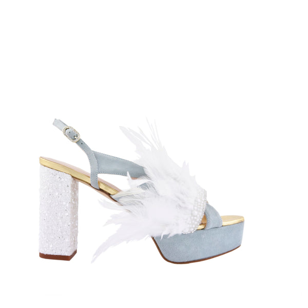 Miley blue paradise feathers heel 10.5cm