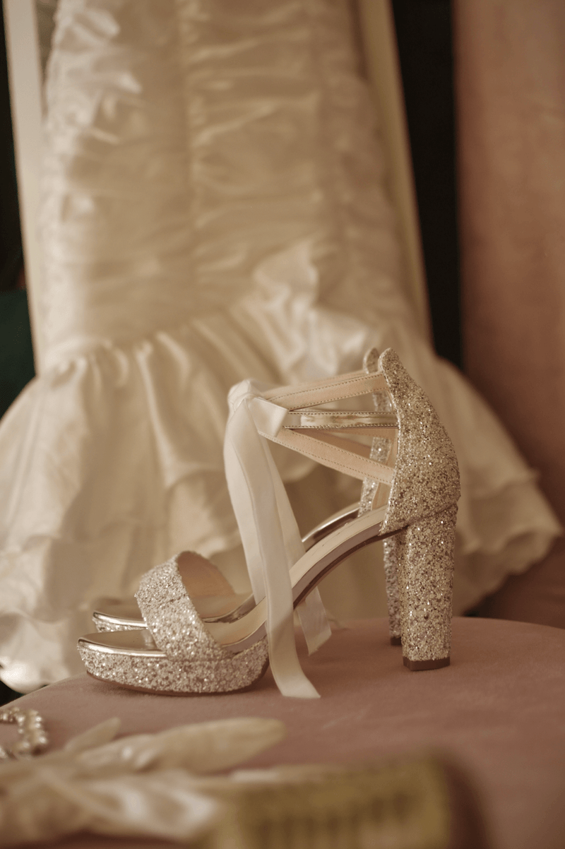 AYLA FANTASTIC glitter white 10cm - Lomas-shoes