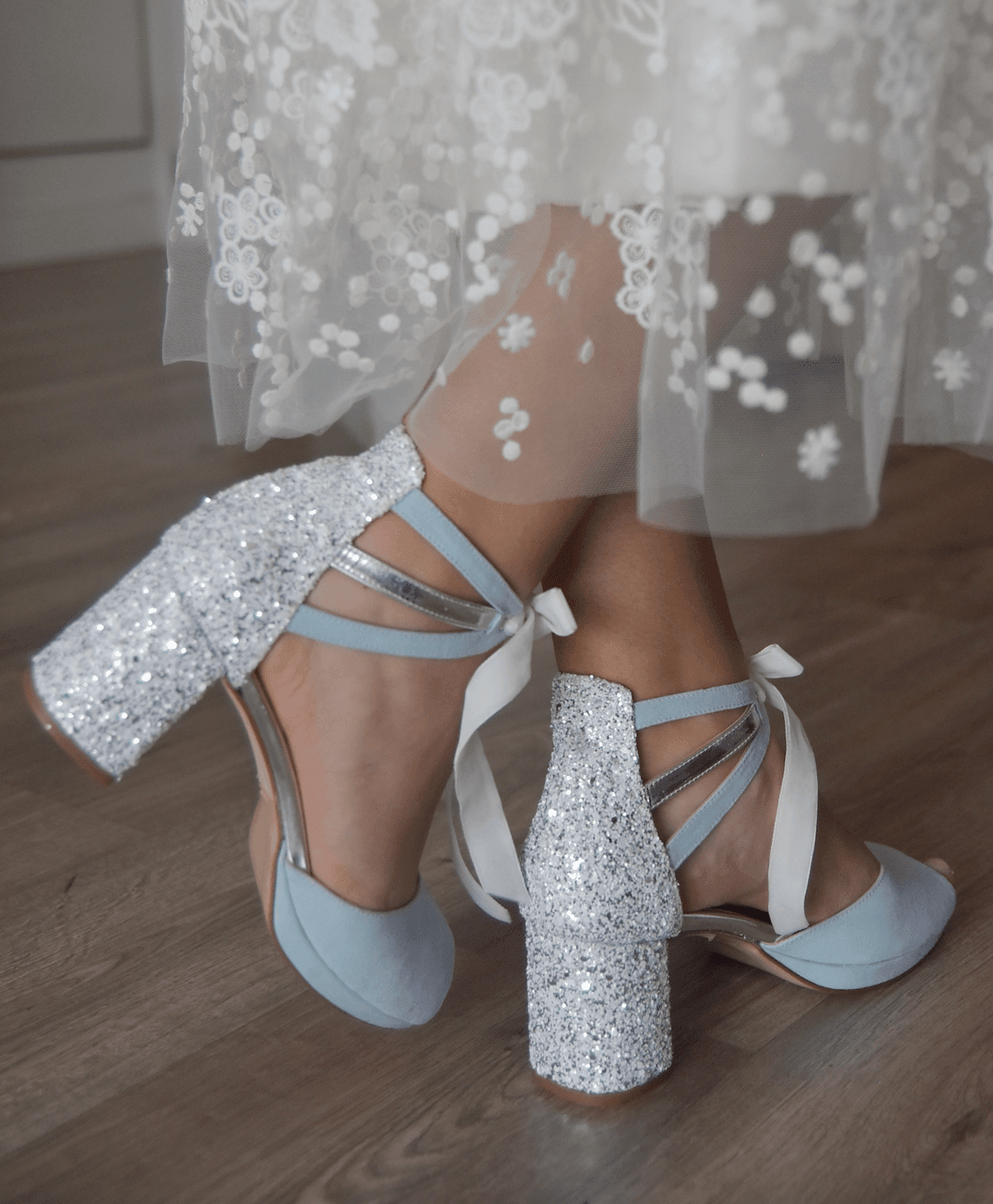 AYLA clear blue glitter cristal petit - zapatos_novia