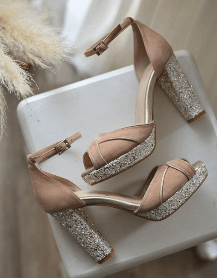 EN STOCK LUZ Terra glitter blanco/oro TALLA 37 - zapatos_novia