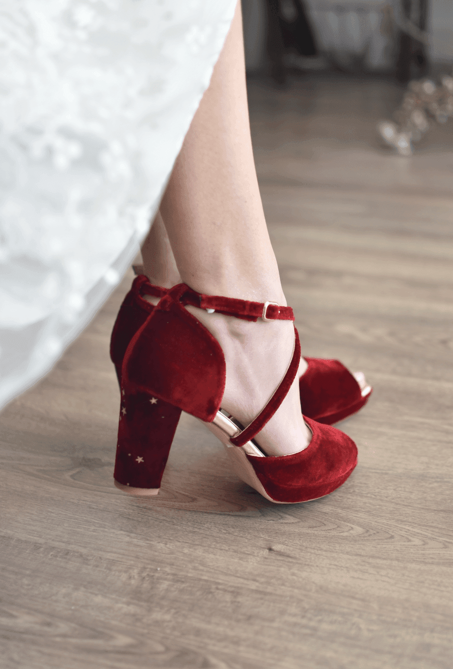 ROSALÍA abierto red velvet Colección Constelación petit - zapatos_novia