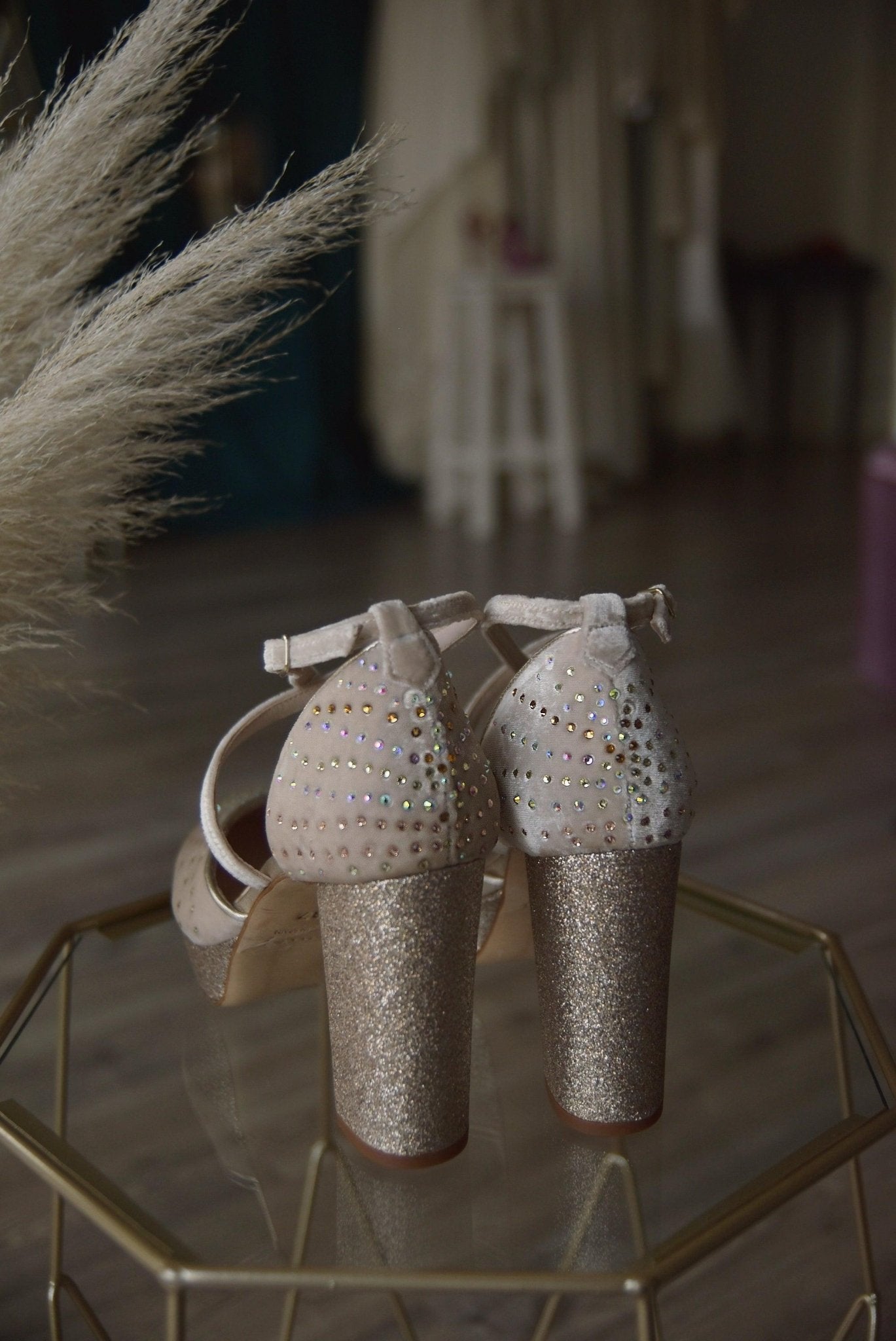 Teles velvet beige Swarovski 95 - zapatos_novia