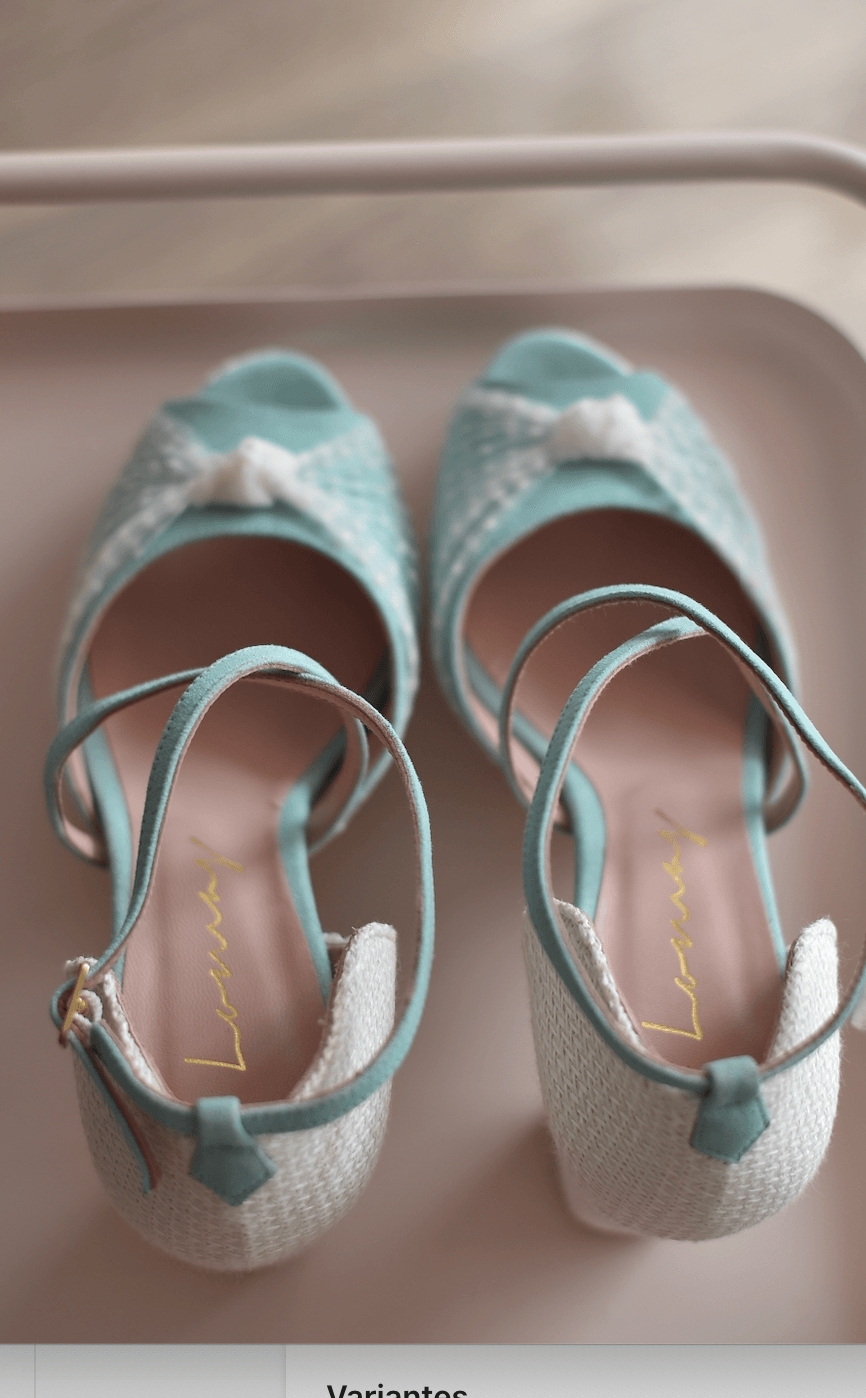 VIKA Mint plumeti Piqué/ rafia - zapatos_novia