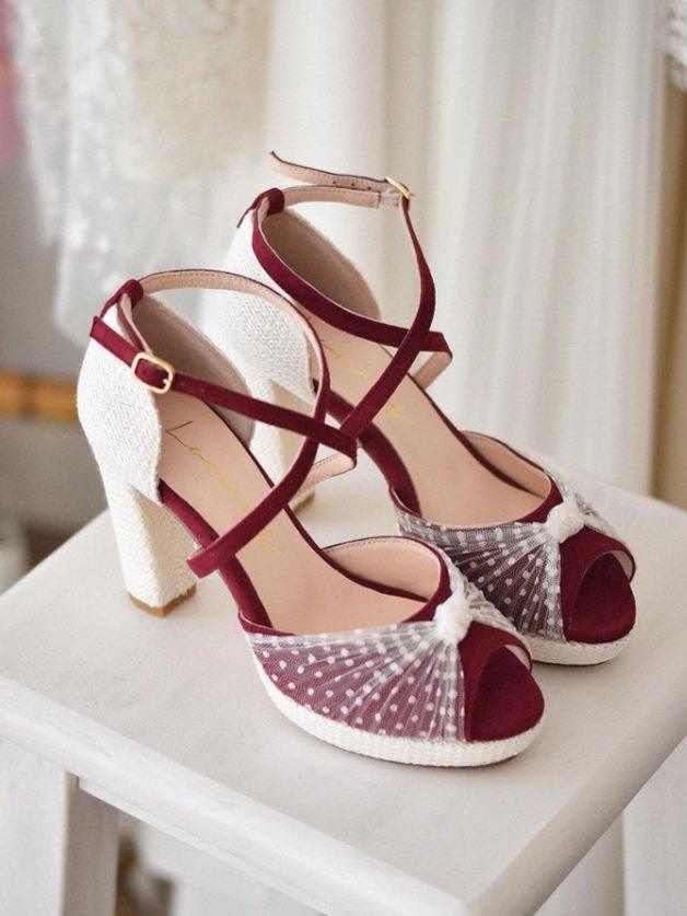 VIKA Red plumeti 10cm - zapatos_novia